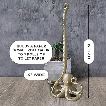 Gold Octopus Toilet Paper Holder | Rustic Towel Holder | Octopus Decor That’s a Unique Toilet Paper  | Amazon (US)