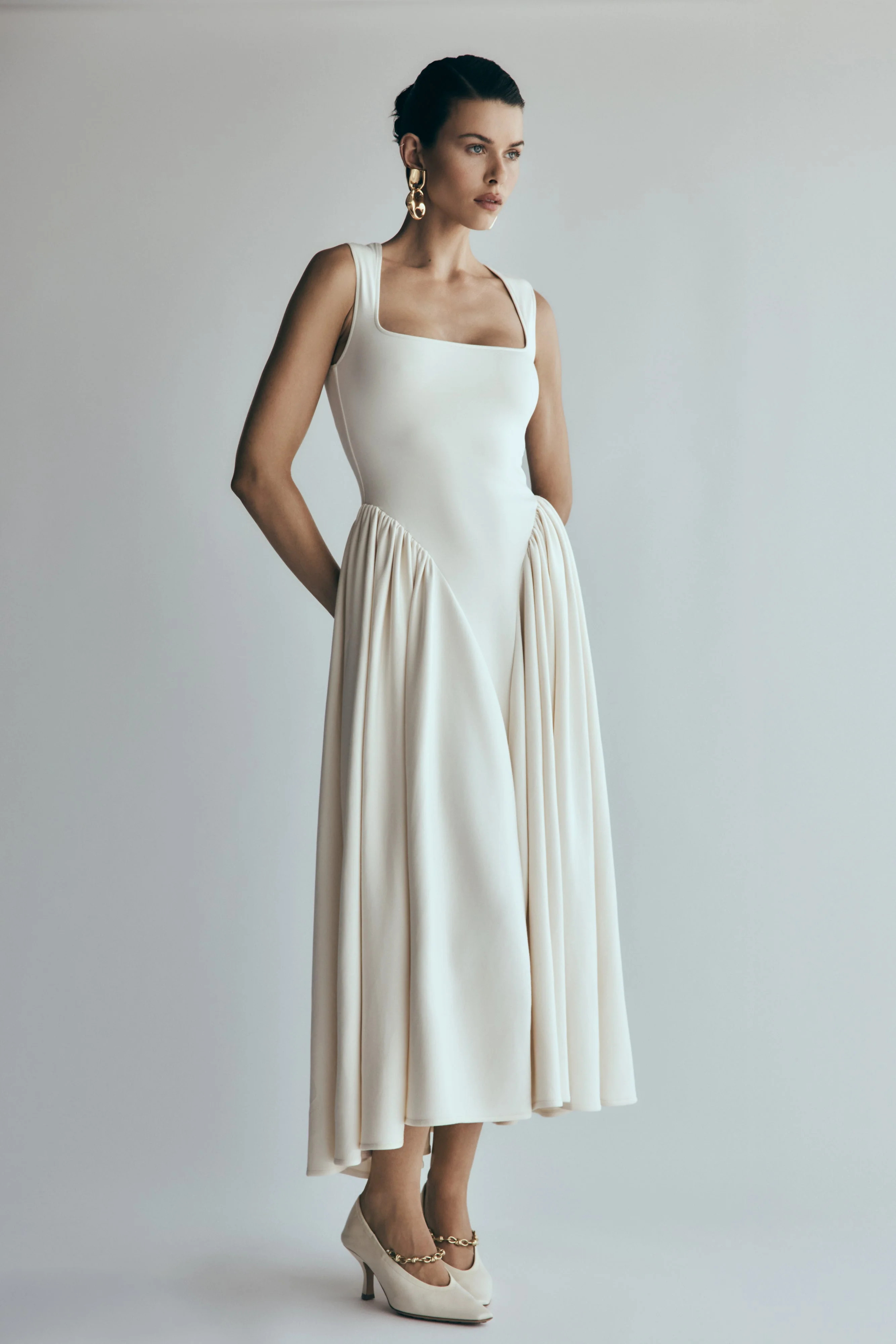 Sharon Scuba Jersey Midi Dress - Ivory | Meshki (APAC)