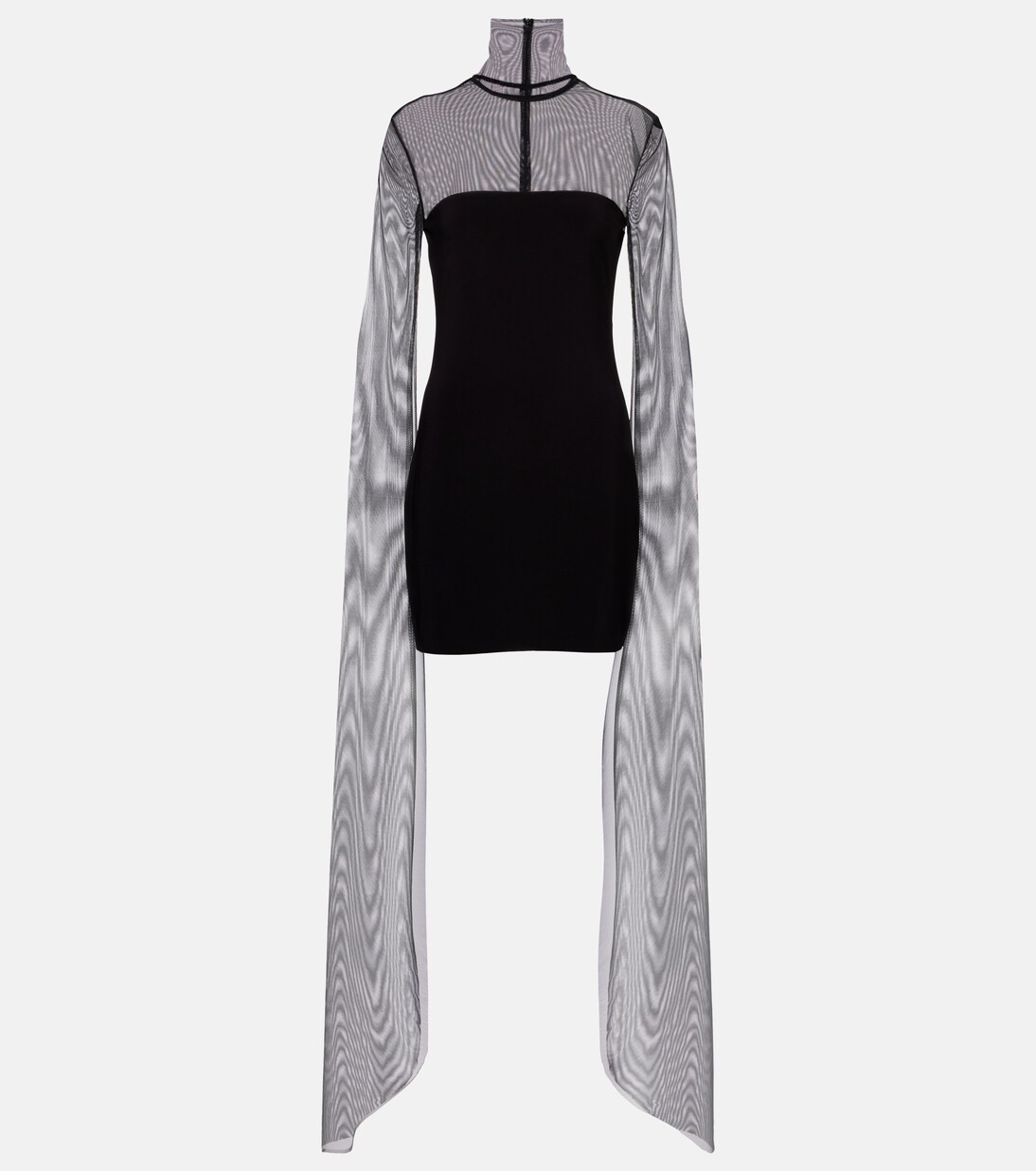 Turtleneck jersey and mesh minidress | Mytheresa (US/CA)