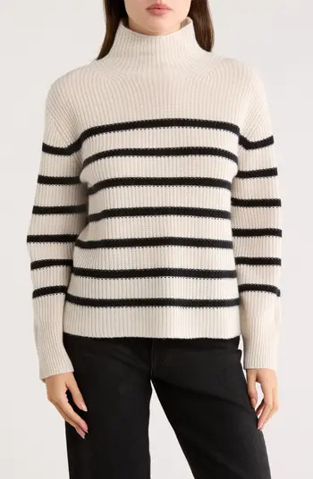 Cashmere Stripe Mock Neck Ribbed Sweater | Nordstrom Rack