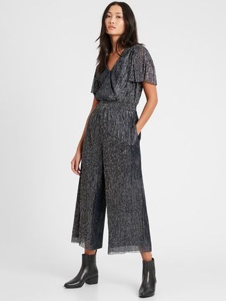 Petite Metallic Cropped Jumpsuit | Banana Republic (US)