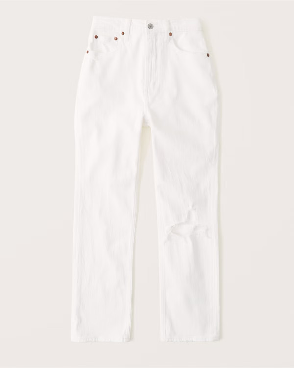 Curve Love Ultra High Rise Ankle Straight Jeans | Abercrombie & Fitch (US)