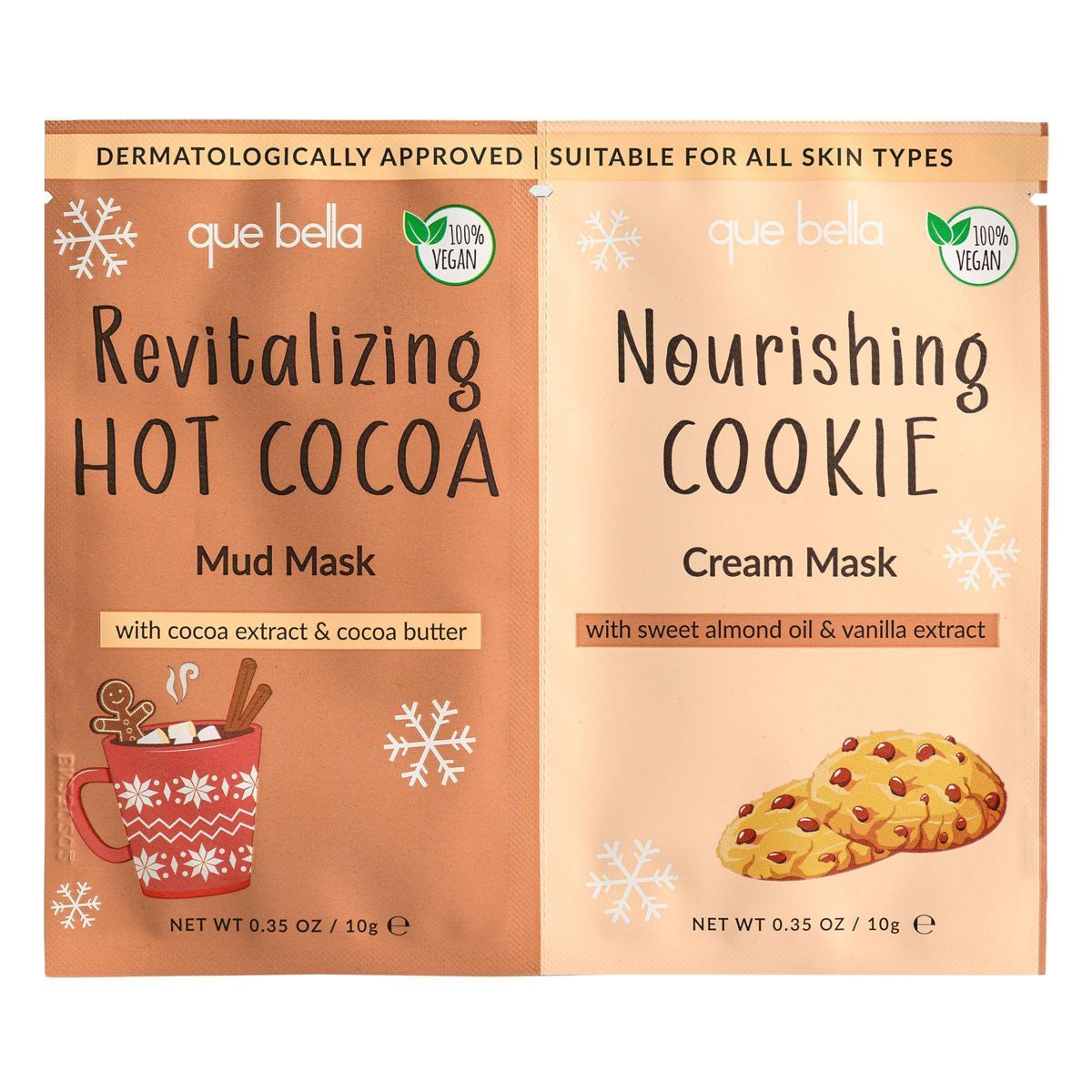 Que Bella Hot Cocoa and Cookie Face Mask Duo - 0.7 fl oz | Target
