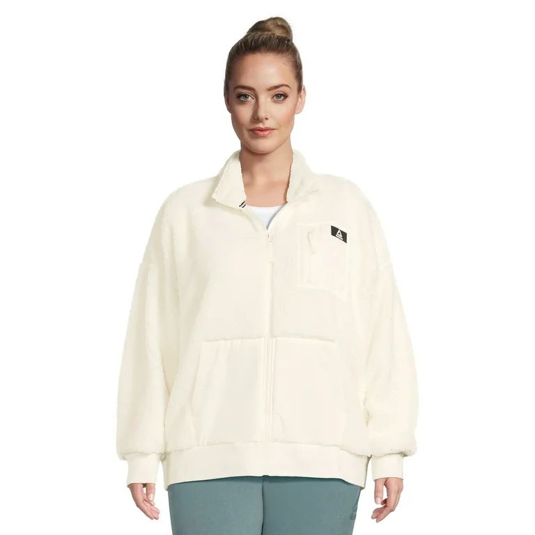 Reebok Women's Plus Size Getaway Faux Sherpa Jacket with Front Zipper Pocket | Walmart (US)