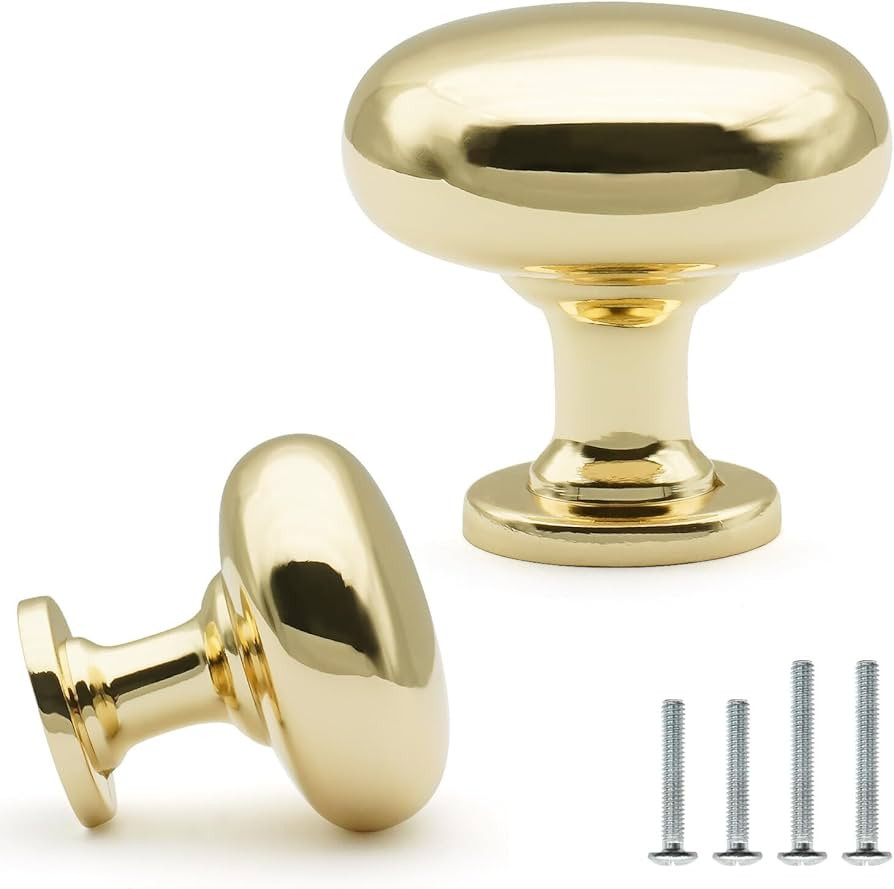FURFITT 10 Pack Polished Brass Cabinet Knobs 1-1/7 Inch(29mm) Diameter Soild Zinc Alloy Gold Roun... | Amazon (CA)