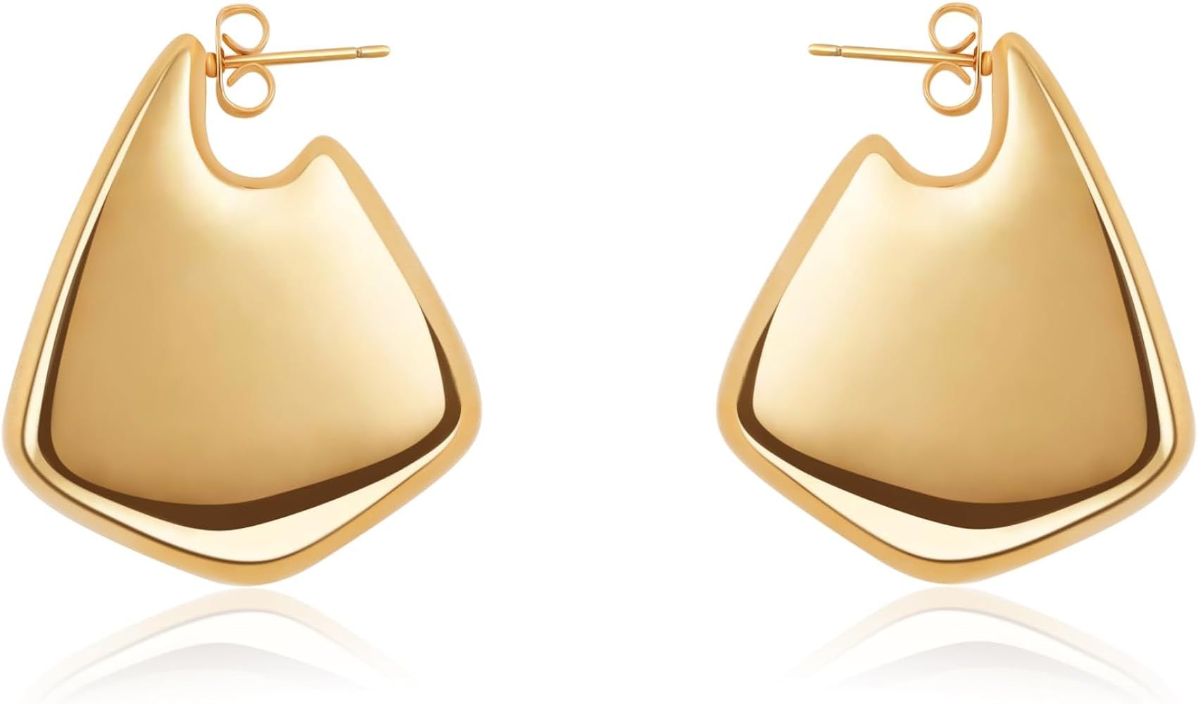 SHERLOVE Chunky Big Fin Drop Gold/Silver Statement Earrings for Women Fin Drop Hoop Earrings Wome... | Amazon (US)