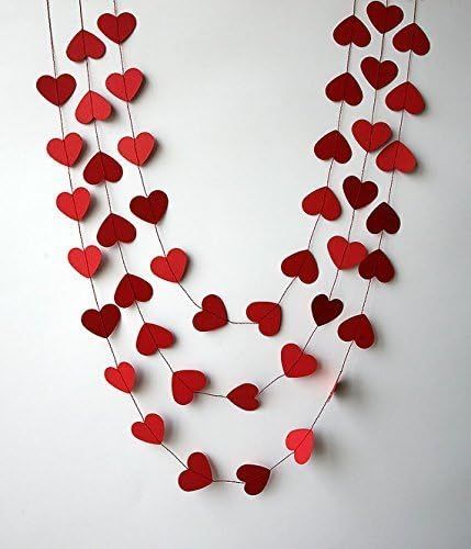 Red heart garland - Heart garland - Valentines day heart garland - Paper garland - Wedding decora... | Amazon (CA)