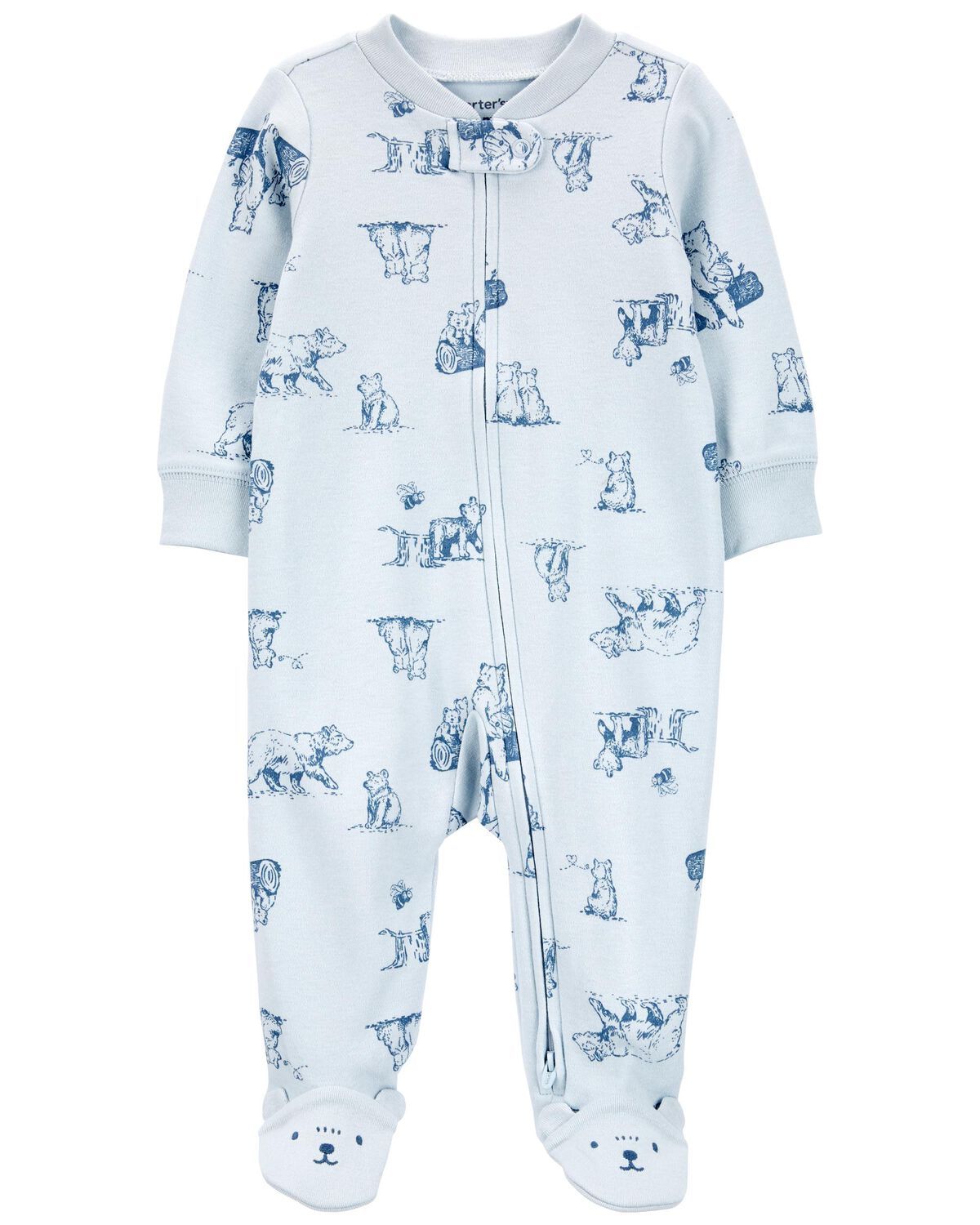Blue Baby Bear 2-Way Zip Cotton Sleep & Play Pajamas | carters.com | Carter's