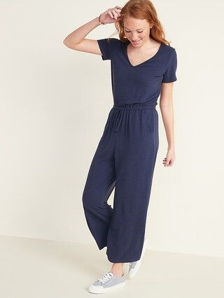 Bouclé-Knit Waist-Defined Jumpsuit for Women | Old Navy (US)