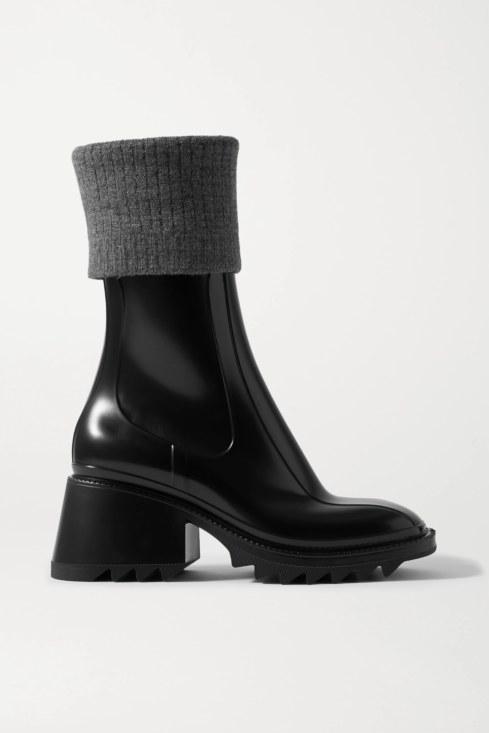 Black Betty ribbed-knit and rubber boots | Chloé | NET-A-PORTER | NET-A-PORTER (UK & EU)