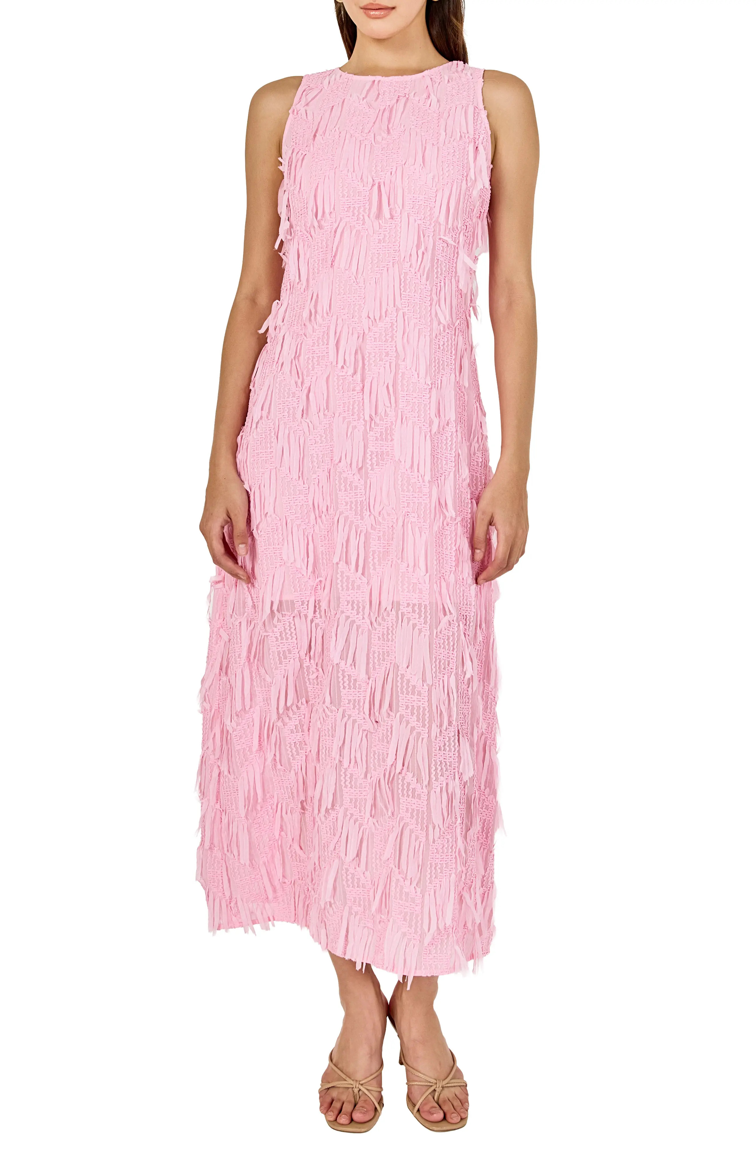 Endless Rose Texture Fringe Sleeveless Maxi Dress (Women) | Nordstrom | Nordstrom