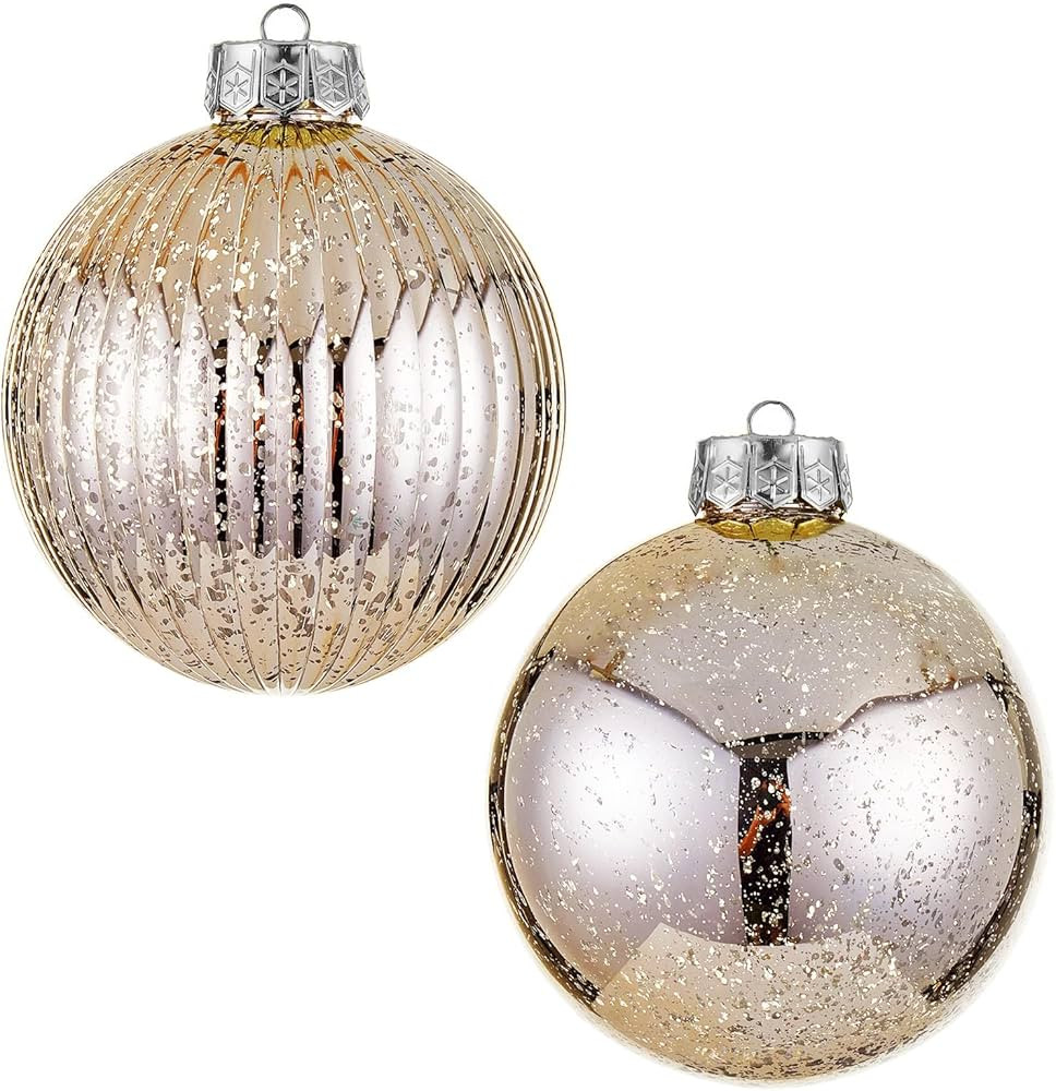 Large Christmas Ball Ornaments 6-inch, Champagne Oversized Shatterproof Plastic Decorative Hangin... | Amazon (US)