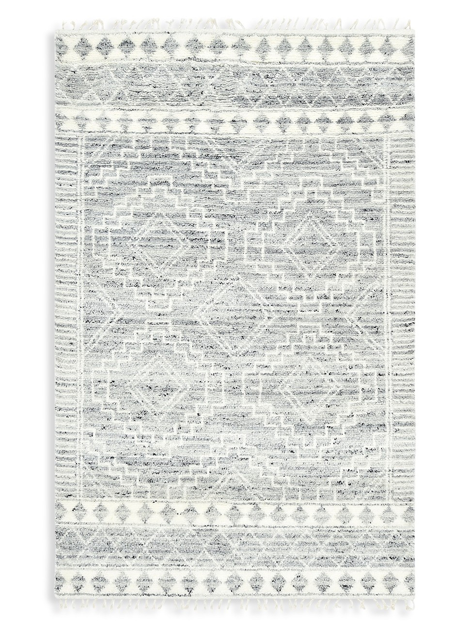 Solo Rugs Ellery Bohemian Shaggy Moroccan Hand Knotted Area Rug - Light Grey - Size 8 x 10 | Saks Fifth Avenue