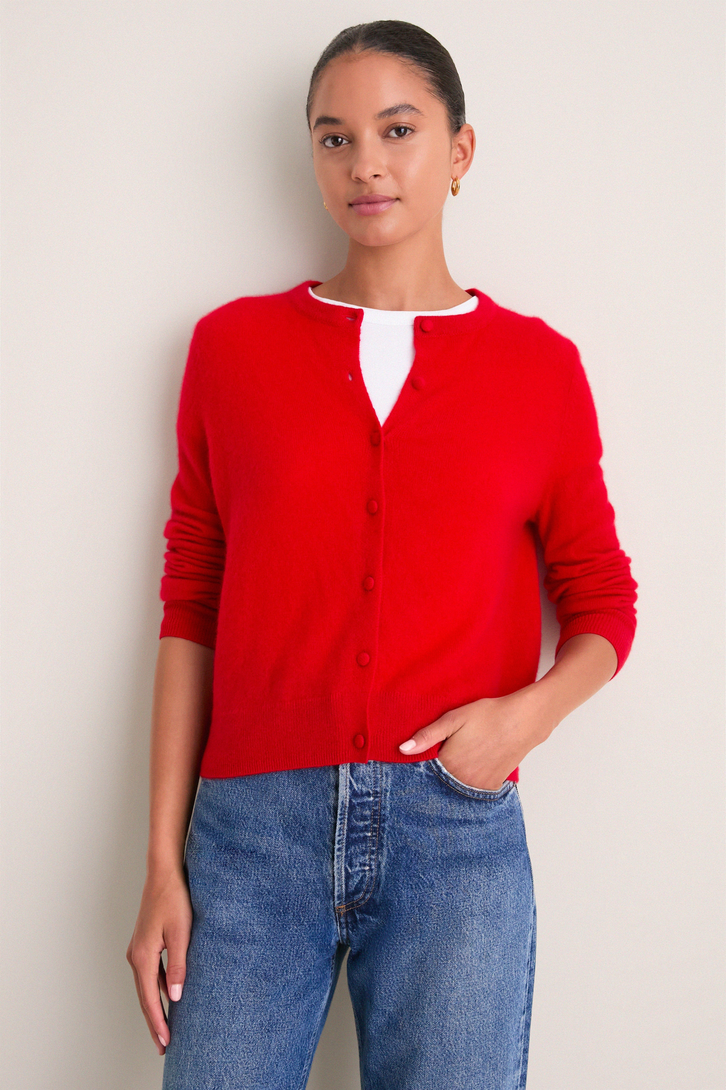 Apple Red Cashmere Riley Cardigan | Tuckernuck (US)