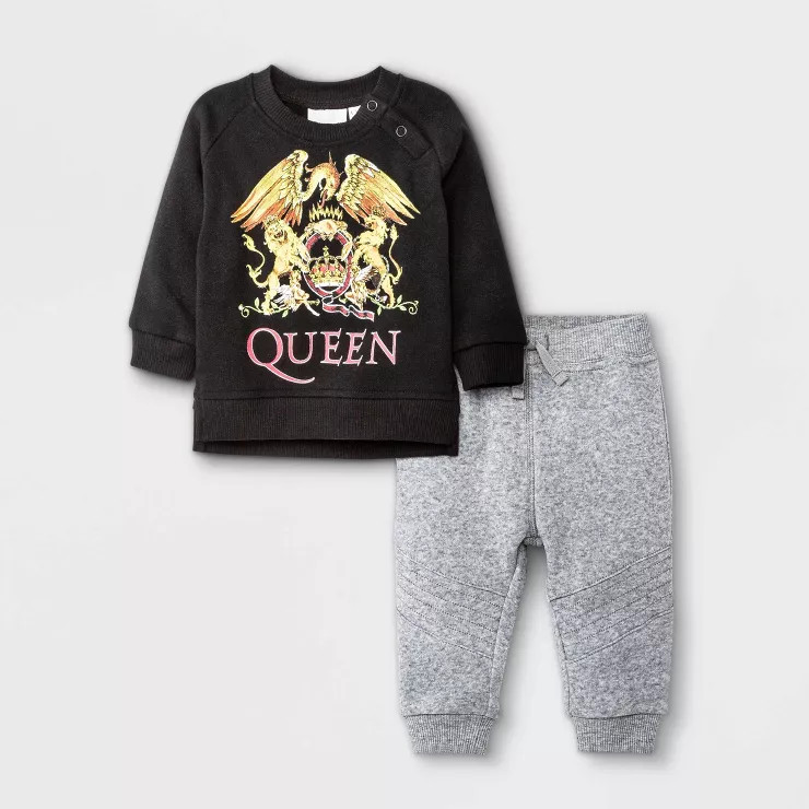 Baby Boys' 2pc Queen Long Sleeve Fleece Pullover and Jogger Set - Black | Target