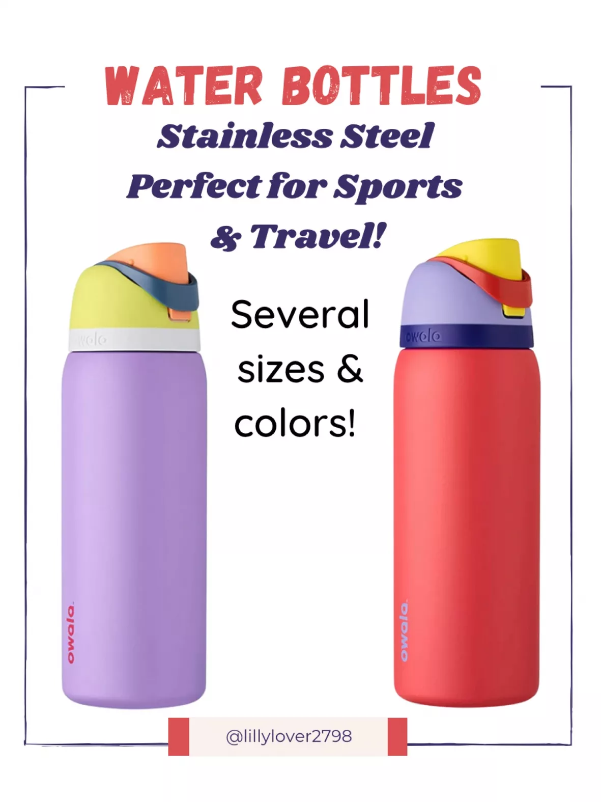 Owala FreeSip Stainless Steel Water Bottle / 24oz / Color