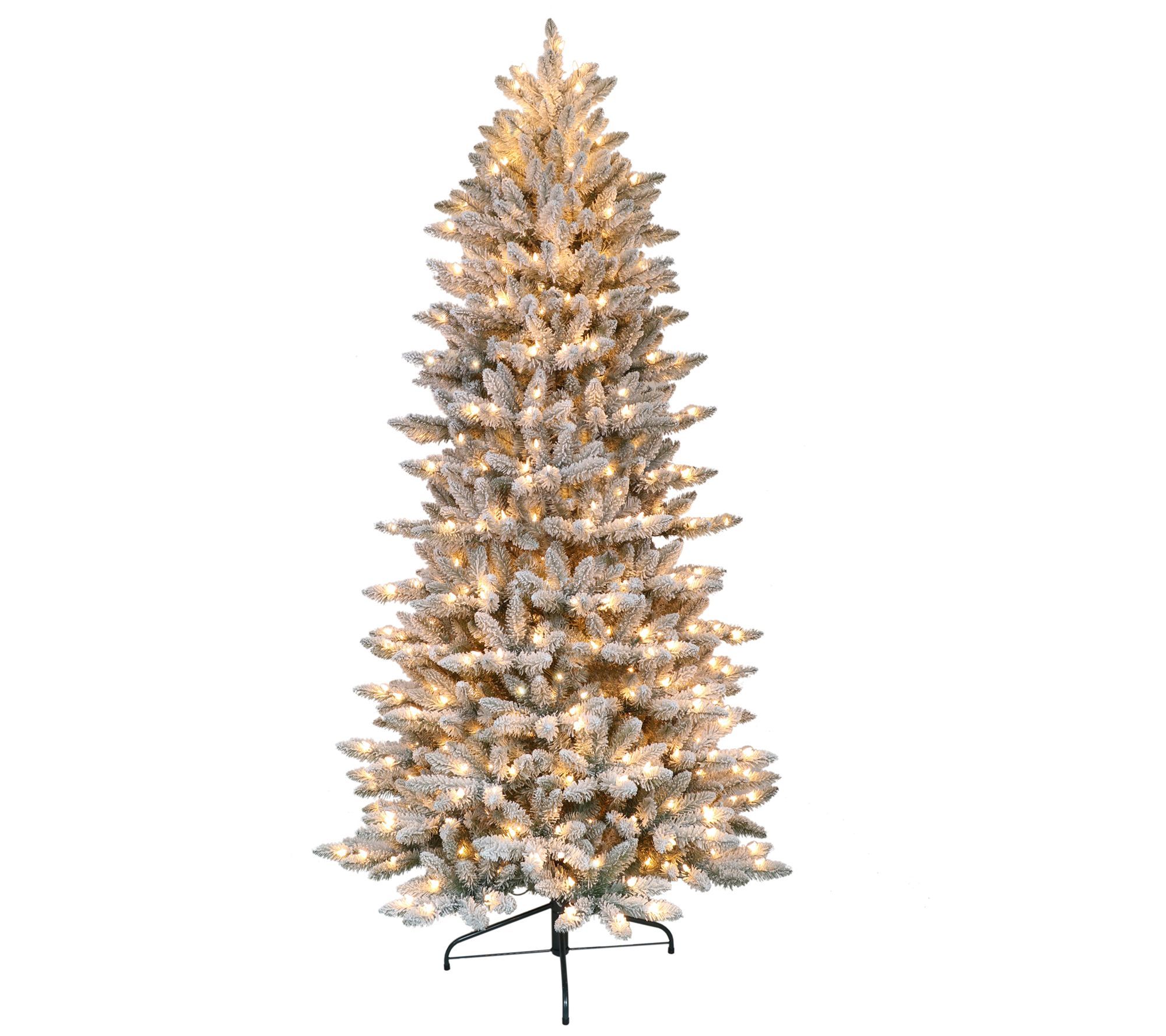 Puleo International 9' Prelit Slim Flocked Franklin Fir Tree - QVC.com | QVC