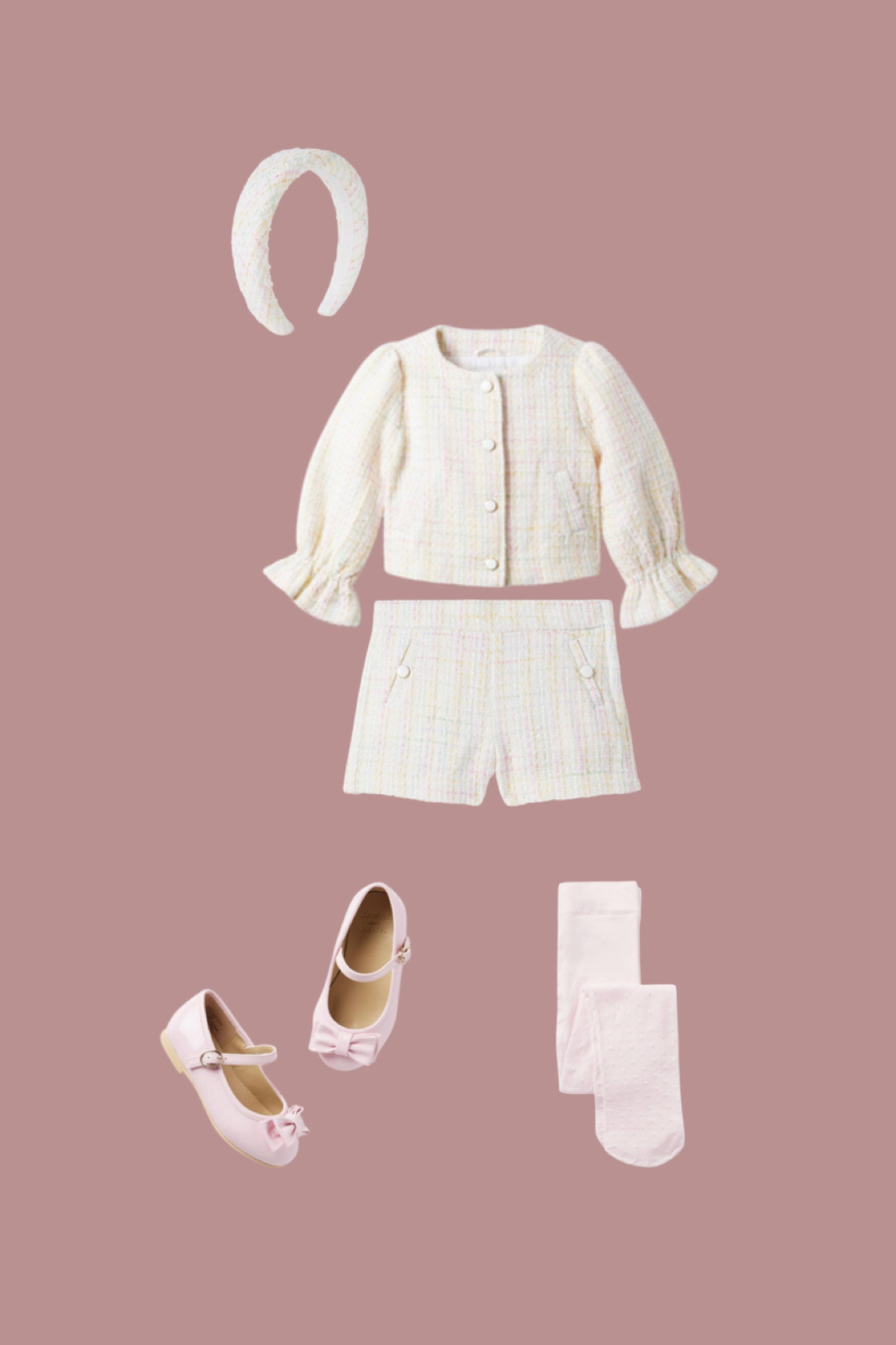Janie and Jack new arrivals for spring gorgeous boucle jacket and short set with pink bow flats and sheer dot tights #competition

#LTKSeasonal #LTKkids #LTKFind