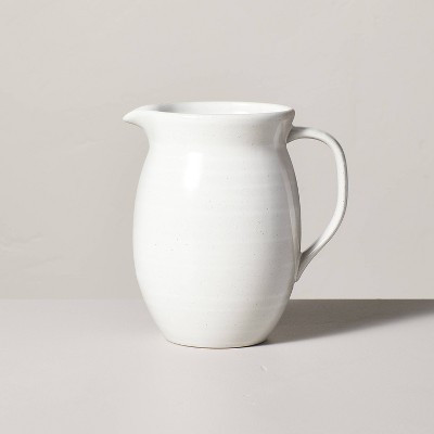 54oz Flared Brim Stoneware Beverage Pitcher Vintage Cream - Hearth & Hand™ with Magnolia | Target