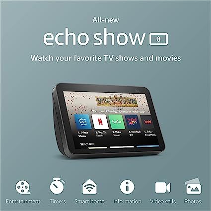 All-new Echo Show 8 (2nd Gen, 2021 release) | HD smart display with Alexa and 13 MP camera | Char... | Amazon (US)