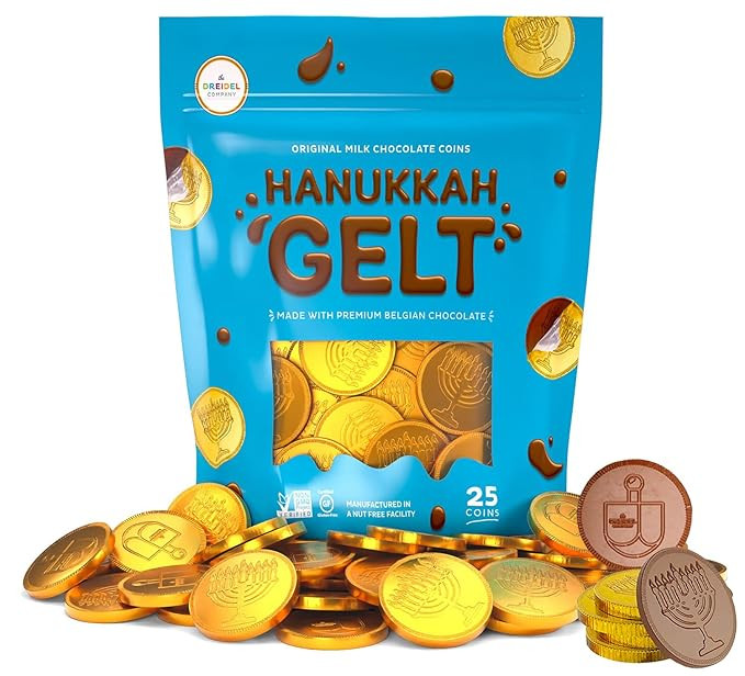 Milk Chocolate Coins - Hanukkah Gelt - Gold Coins - Made with Premium Belgian Chocolate - Gluten ... | Amazon (US)