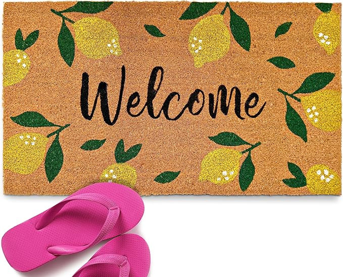 MAINEVENT Lemon Doormat, 30x17 Inch, Outdoor Rug, Yellow Coir Doormat, Hello Spring Door Mat | Amazon (US)