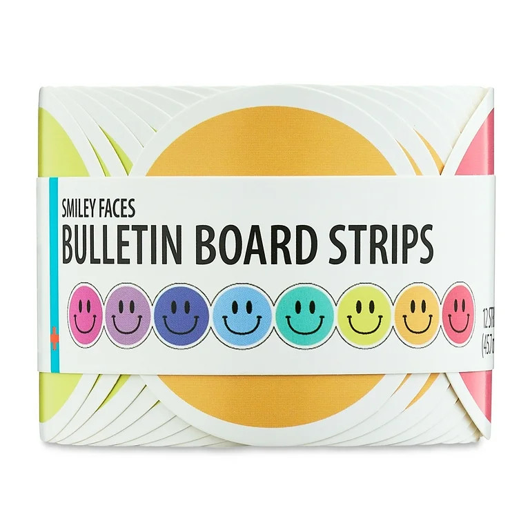 Pen+Gear Multi Color Rainbow Smiley Faces (18"x2.25")Round Shaped Bulletin Board Trim, 12 Pieces | Walmart (US)