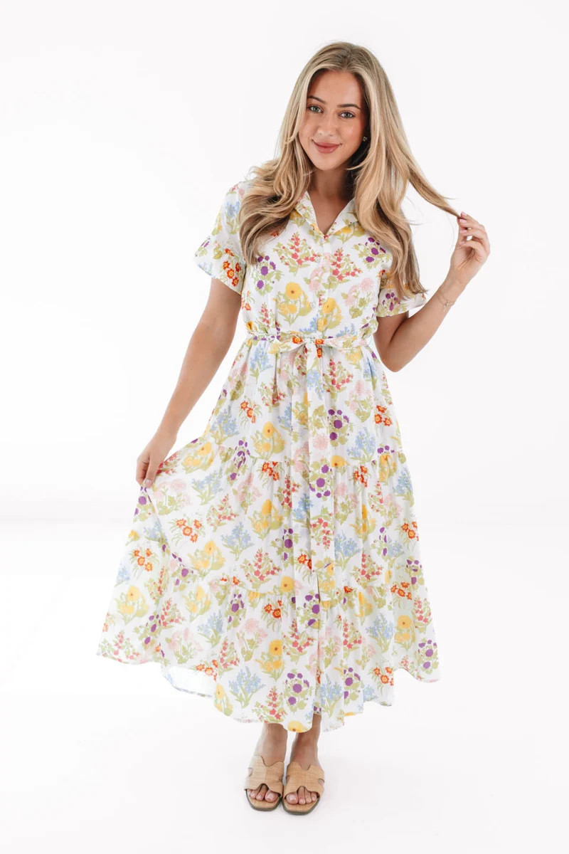 The Sandra Button Up Midi Dress - White | The Impeccable Pig