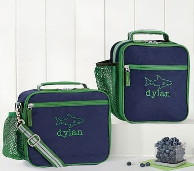 Mackenzie Navy Green Trim Solid Lunch Box | Pottery Barn Kids