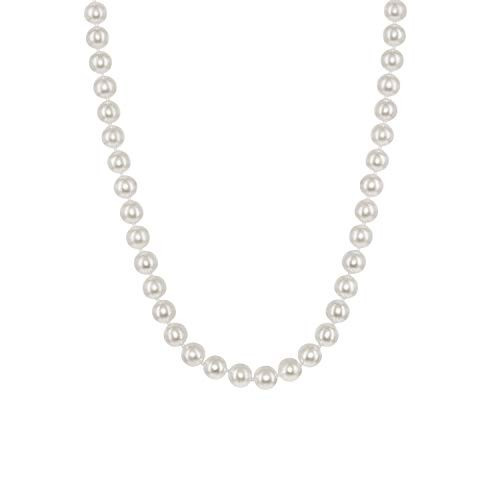 14K Gold AAAA White Japanese Akoya Cultured Pearls 18" Silk-Knotted Strand Pearl Necklace - Choice of Pearl Size & Clasp Gold Color (White Gold, 9-9.5mm) | Amazon (US)