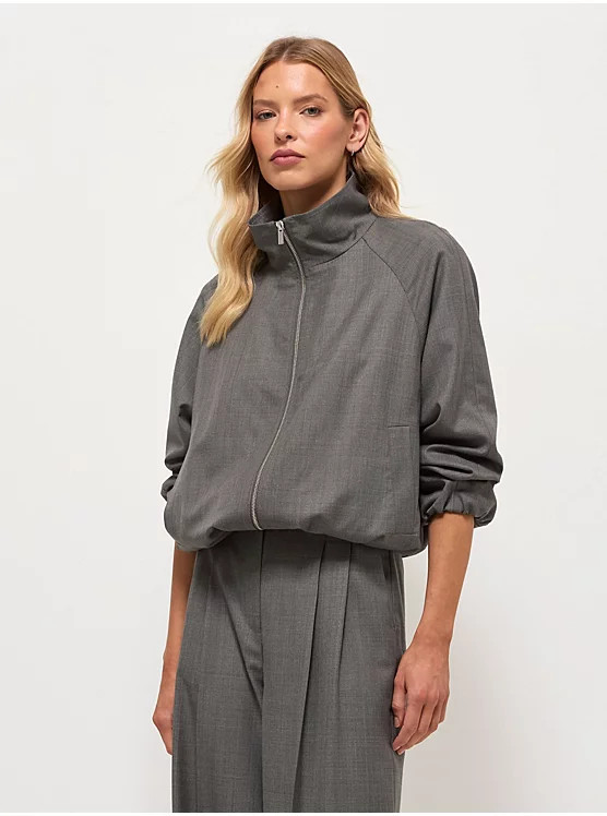 Grey Tailored Funnel Neck Bomber Jacket | George