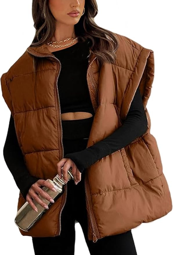 Daacee Women's Oversized Puffer Vest Lightweight Warm Sleeveless Puffy Bubble Outerwear Jackets C... | Amazon (US)