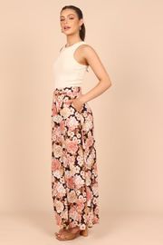 Tamara High Waisted Wide Leg Pants - Peach Floral | Petal & Pup (US)