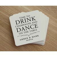 Drink Coaster - Time To Champagne & Dance On The Table Personalized Wedding Party Favor Reception | Etsy (US)