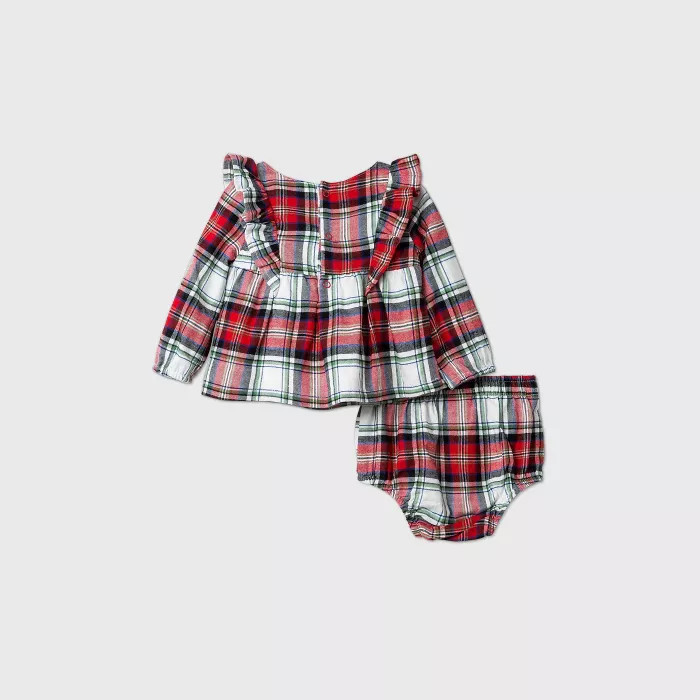 Baby Girls' Flannel Plaid Bloomer Top & Bottom Set - Cat & Jack™ Red | Target