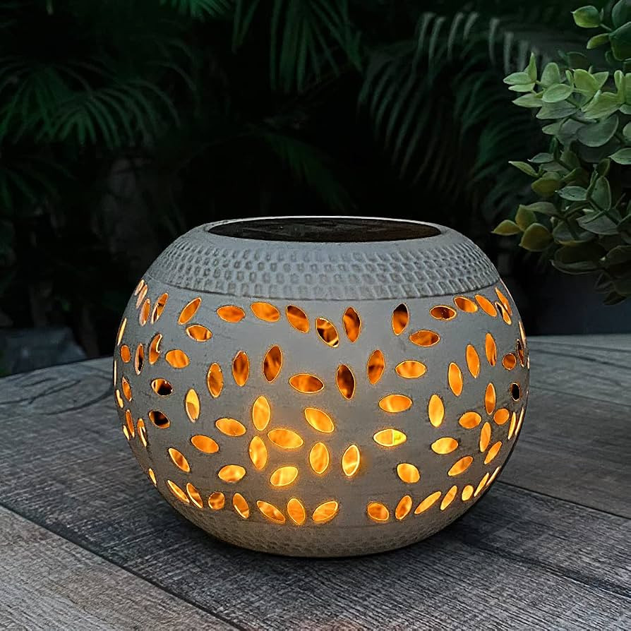 Solar Table Lantern Outdoor Waterproof- Dancing Flickering Flame Solar Powered LED Light,White Me... | Amazon (US)
