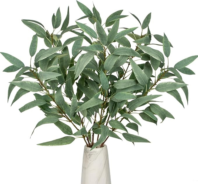 Faux Eucalyptus Stems - 34' Long Fake Salix Leaves 6 Pcs Artificial Greenery Stems for DIY Bouque... | Amazon (US)