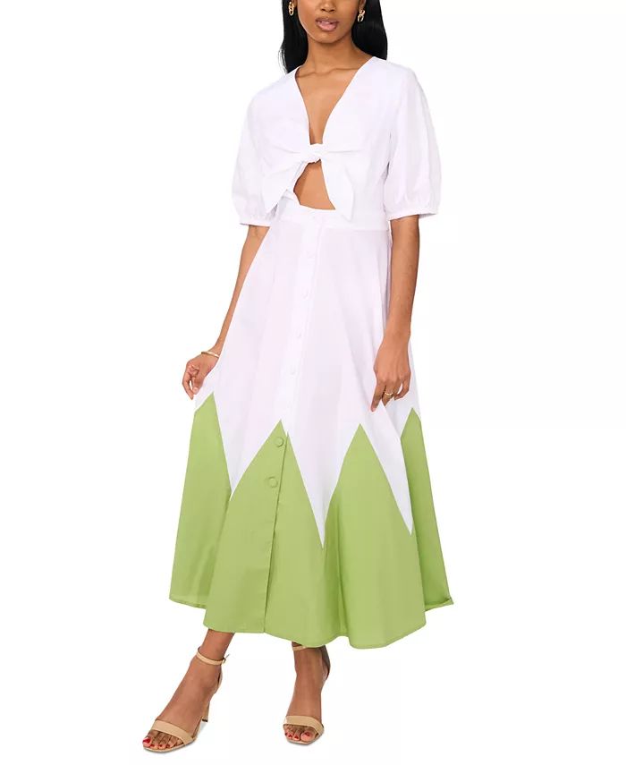 CeCe Women's Cotton Tie-Front Maxi Dress - Macy's | Macy's