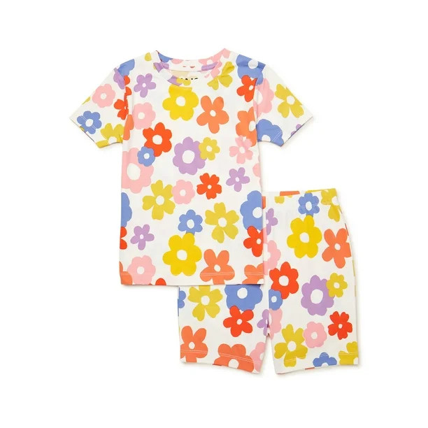 Major Cuddles Girls Short Sleeve Top with Shorts Pajama Sleep Set, 2-Piece, Sizes 4-16 Plus | Walmart (US)