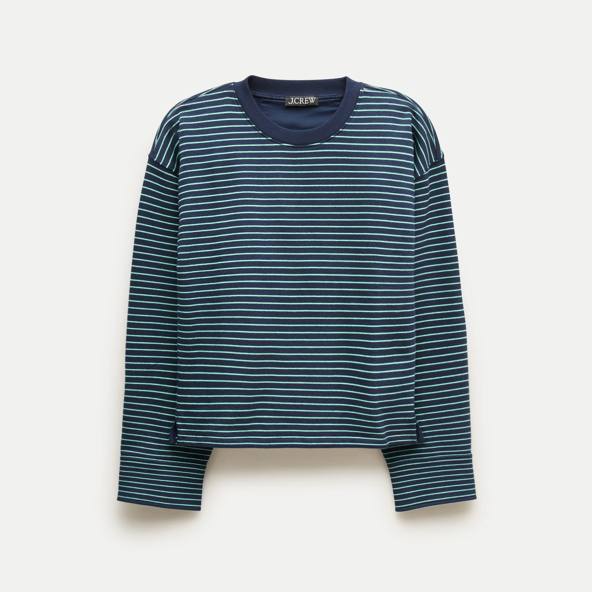 Vintage fleece crewneck sweatshirt in stripe with contrast cuffs | J. Crew US