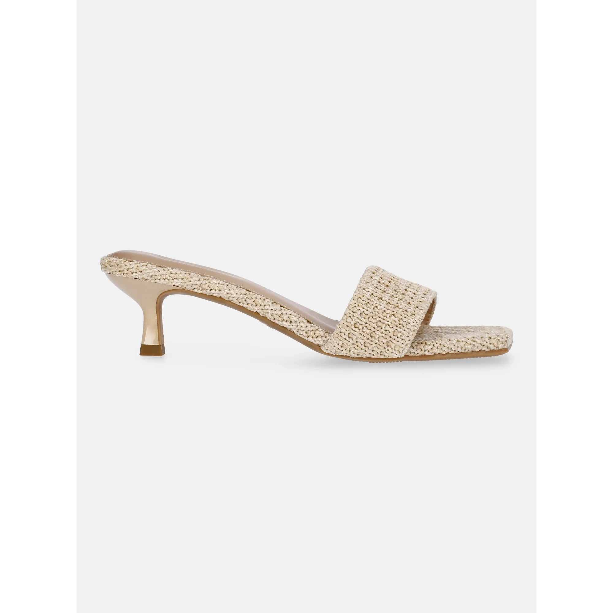 Time and Tru Women's Raffia Kitten Heel Sandals | Walmart (US)