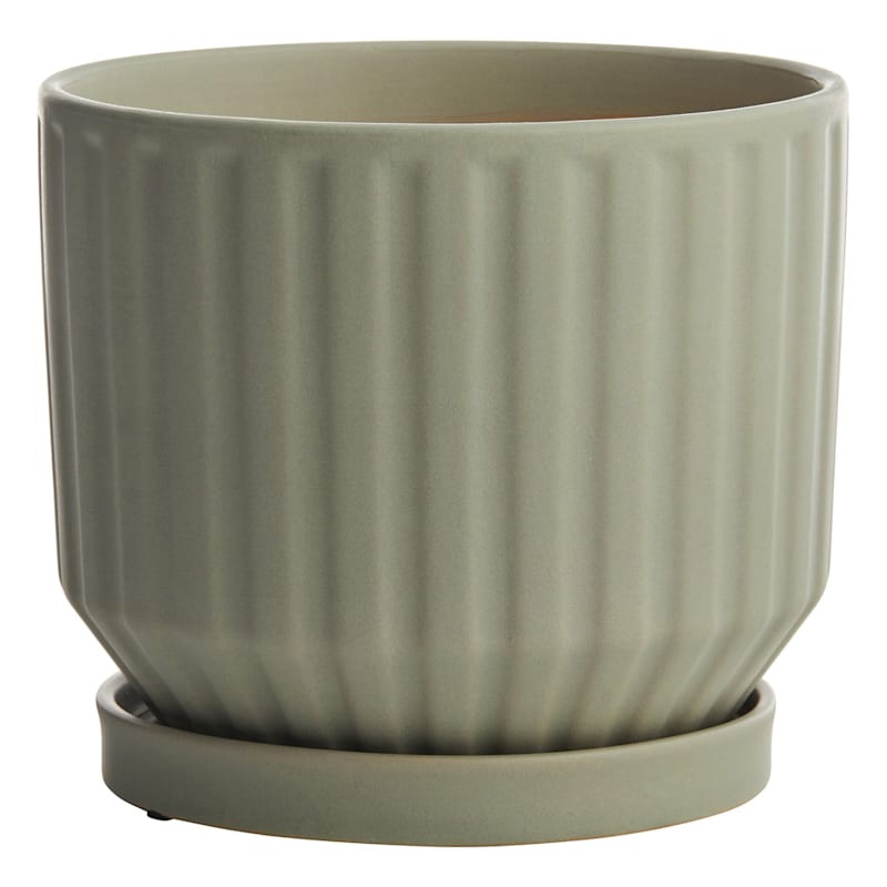 Indoor Grey Wash Ceramic Planter, Medium | At Home