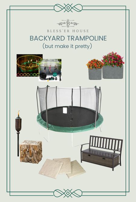 Items from @walmart to decorate around a backyard trampoline! The best part: it’s all super functional. These are a great way to make a play area look a little nicer when you can’t do an in-ground trampoline in your yard. 

#walmartpartner outdoor play, outdoor toys, Walmart finds, outside play #WalmartHome #WalmartOutdoorPlay #WelcomeToYourWalmart #WalmartFinds 

#LTKfamily #LTKkids #LTKhome