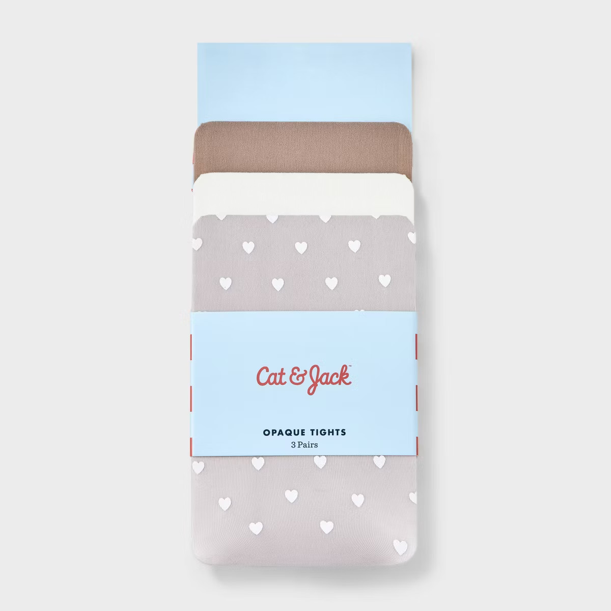 Baby Girls' 3pk 'Hearts and Solid' Printed Tights - Cat & Jack™ Taupe/Gray/Ivory | Target