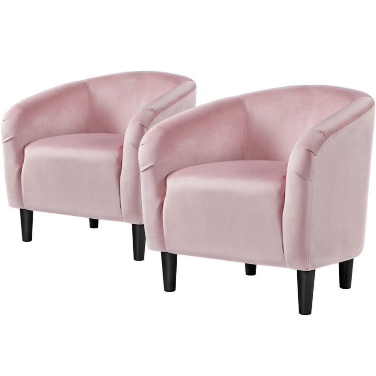 Renwick Modern Upholstered Tub Chair for Livingroom, Set of 2, Pink Velvet | Walmart (US)