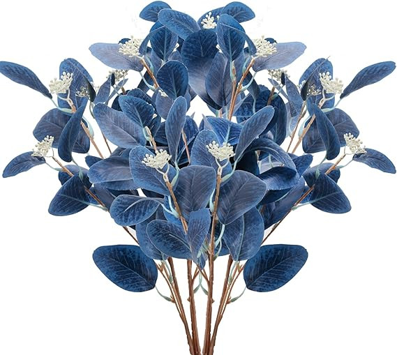 GTIDEA 6pcs Faux Eucalyptus Stems Blue Artificial Eucalyptus Leaves Spray Greenery Stems Branches... | Amazon (US)