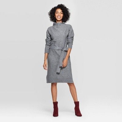 Women's Long Sleeve Mock Turtleneck Neck Sweater Dress - A New Day™ | Target