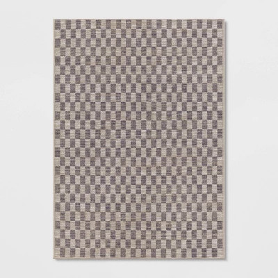 Heathered Checks Outdoor Rug Charcoal  - Threshold™ | Target