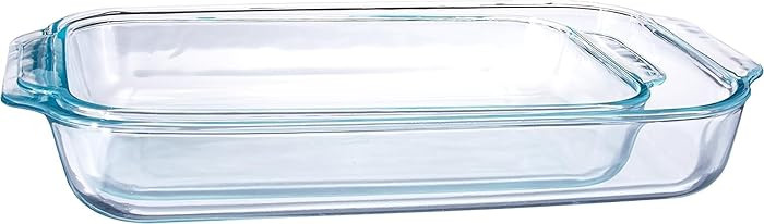 Pyrex Basics Clear Oblong Glass Baking Dishes, 2 Piece Value Set - 3qt & 2qt - Original Genuine P... | Amazon (US)