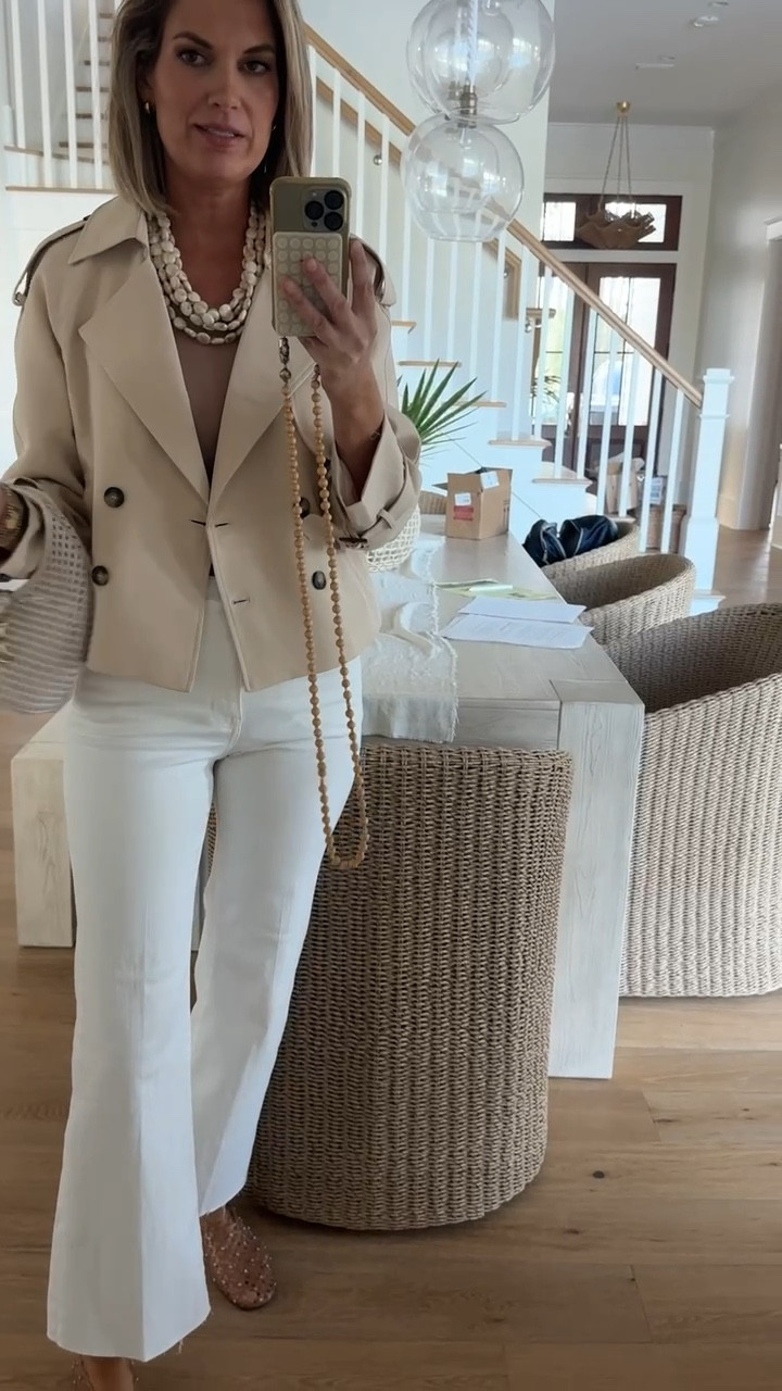 Spring outfit!  Wearing small in the tops and 27 tall in the white jeans. I am 5’11”.  Jelly Shoes true to size.  

#LTKootd #LTKTall #LTKOver40